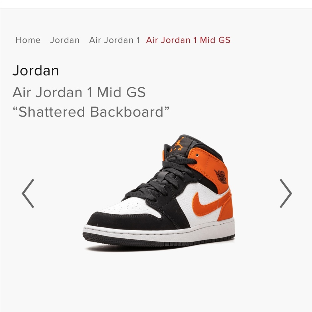 Size 3.5 Y Shattered Backboard Jordan 1